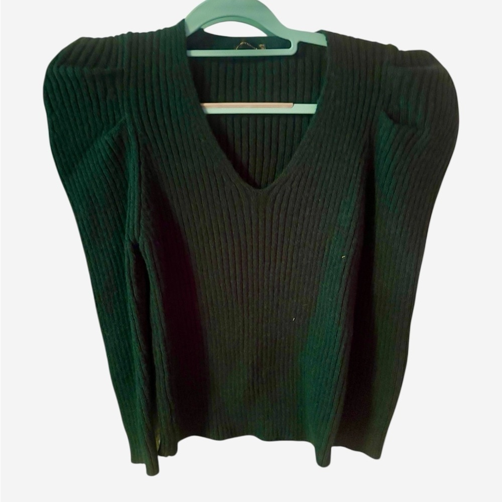 Fairycore Emerald Green V-Neck Sweater w/ Statement Sleeves | Size M
